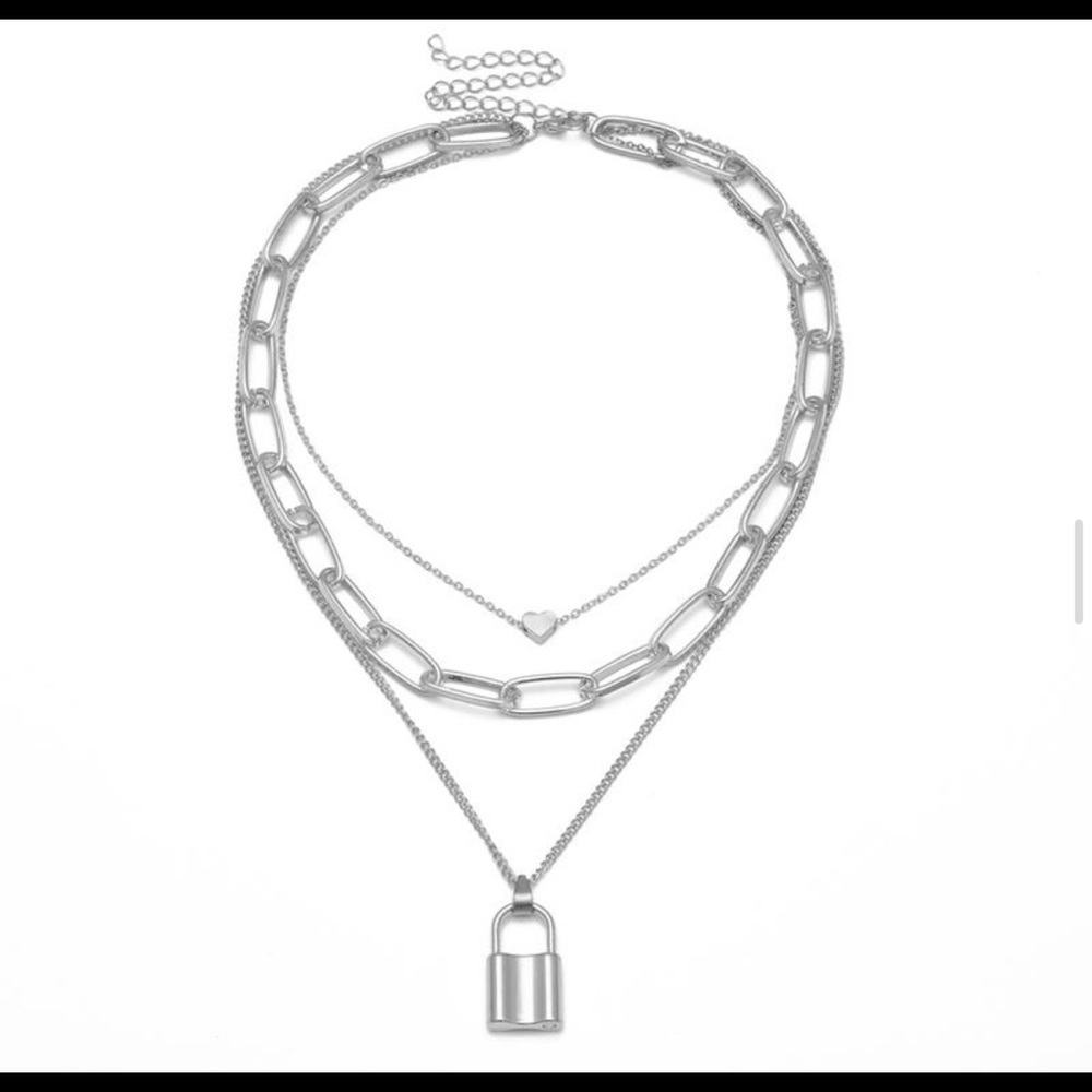 Multi-Layer Lock Pendant Chain.